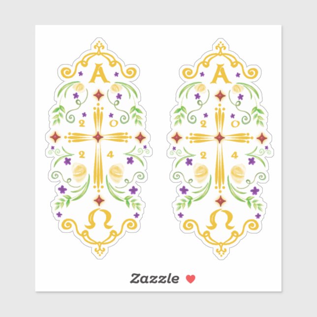 Autocollant de fleurs violettes à bougie paschale  (Feuille)