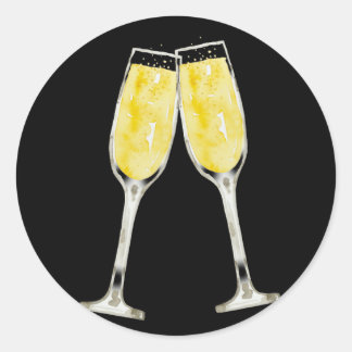 Autocollant de flûtes à champagne Toasting aquarel