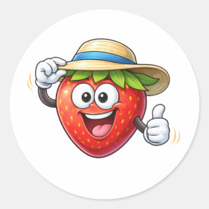 Autocollant de fraise de dessin animé mignon avec