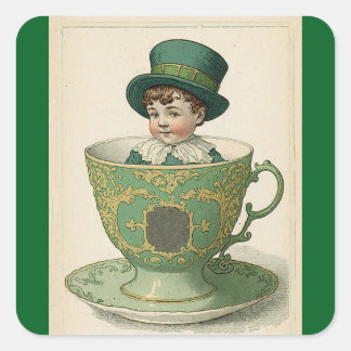 Autocollant de garçon irlandais dans une tasse de 
