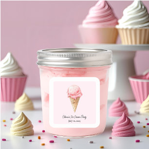 Autocollant de glace rose pastel Fête d'été pour