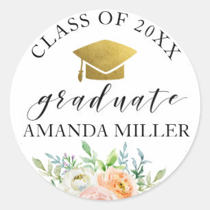 Autocollant de graduation personnalisé Floral