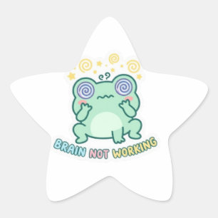 Autocollant de grenouille confuse cerveau qui ne f