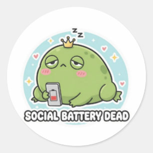 Autocollant de grenouille de batterie sociale mort