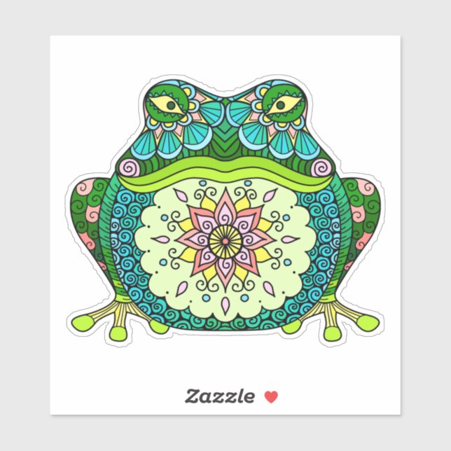 Autocollant de grenouille verte (Feuille)