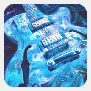 Autocollant de guitare bleu