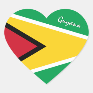 Autocollant de Guyane, Cœur, Drapeau guyanien patr
