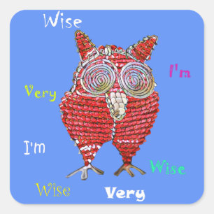 Autocollant de hibou rouge funky très sage