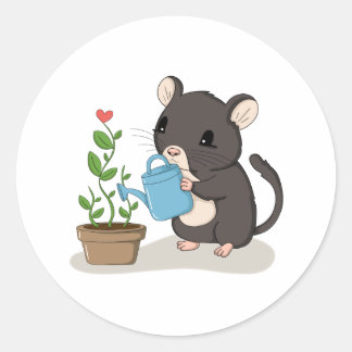 Autocollant de jardinage d'une souris mignonne arr