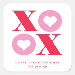 autocollant de jour du carré xoxo valentine