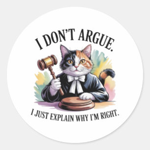 Autocollant de juge de chat drôle - Humour juridiq