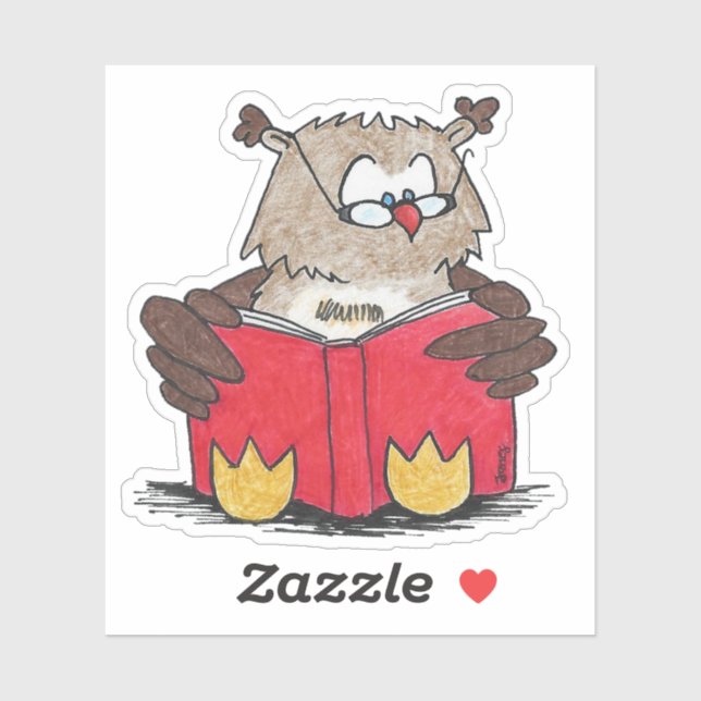 Autocollant de la Chouette de lecture (Feuille)