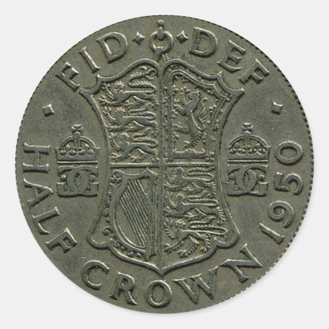 Autocollant de la demi-couronne britannique 1950 (Devant)