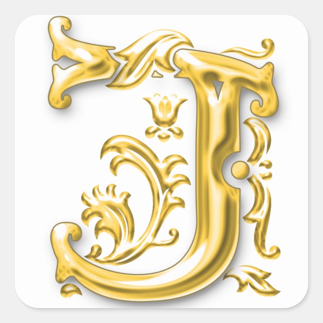 Autocollant de la lettre majuscule J initiale or (Devant)
