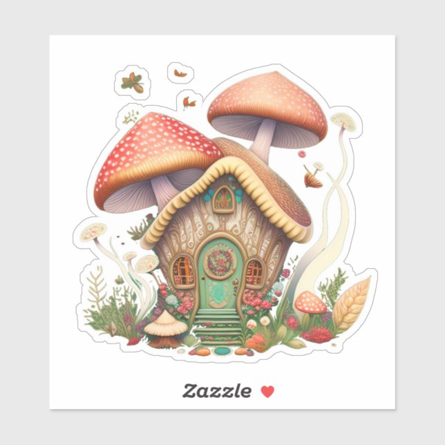 Autocollant de la maison de farine de champignons (Feuille)