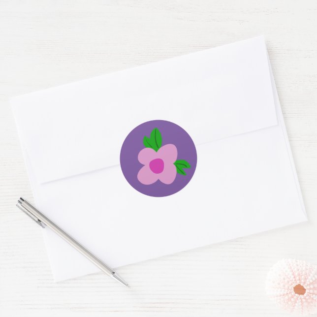 Autocollant de la partie ronde de fleurs Boho Pink (Enveloppe)