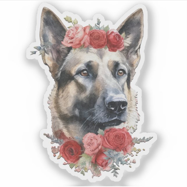 Autocollant de la Saint-Valentin Chien portant des (Devant)