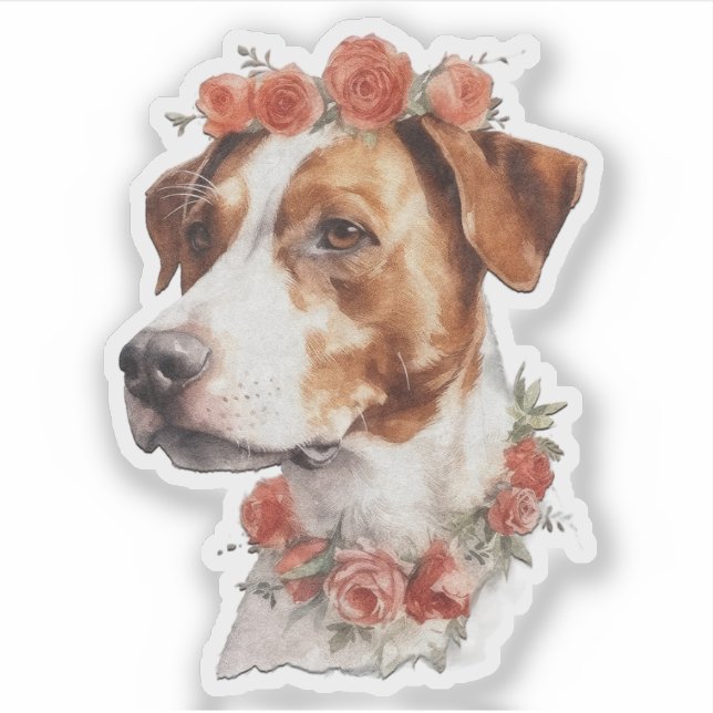 Autocollant de la Saint-Valentin Chien portant des (Devant)