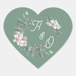 Autocollant de la suite de mariage floral vert sau
