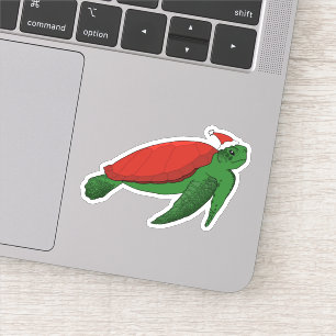 Autocollant de la tortue de mer de Noël