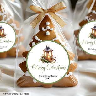 Autocollant de lanterne de Noël à l'aquarelle bohè