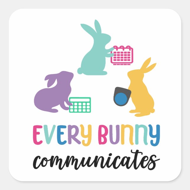 Autocollant de lapin AAC de Pâques pour la sensibi (Devant)