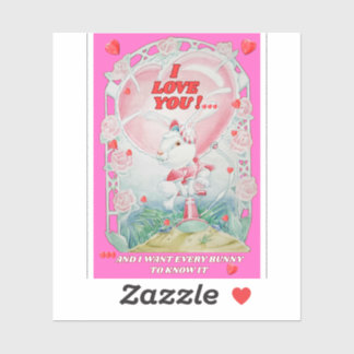 Autocollant de lapin d'amour de la Saint-Valentin 