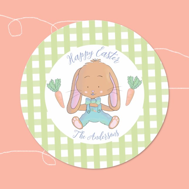 Autocollant de lapin de Pâques mignon (Cute watercolor Easter bunny sticker .)