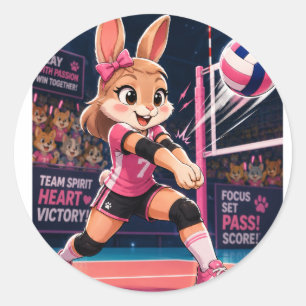 AUTOCOLLANT DE LAPIN DE VOLLEY-BALL MIGNON