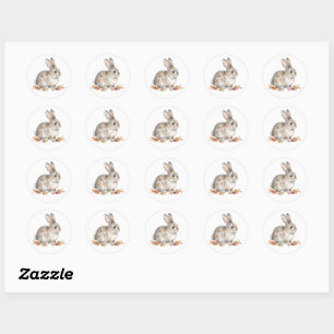 Autocollant de lapin européen à l'aquarelle en for
