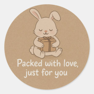 Autocollant de lapin mignon emballé avec amour