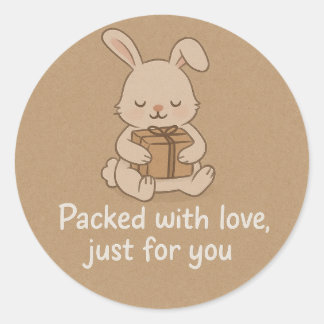 Autocollant de lapin mignon emballé avec amour