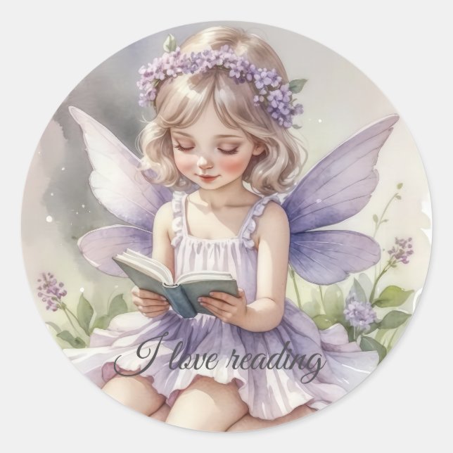 Autocollant de lecture violet aquarelle Fairy I Lo (Devant)