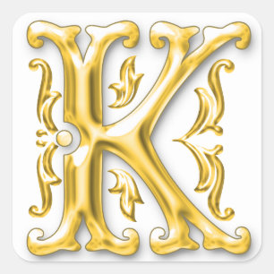 Autocollant de lettre majuscule K initiale en or