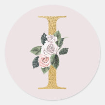 Autocollant de lettres d'initiales en or de roses