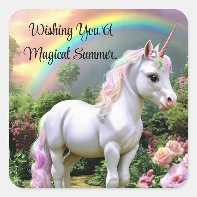 Autocollant de licorne d'été magique (Devant)