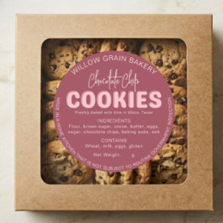 Autocollant de liste d'ingrédients de cookie Cotta