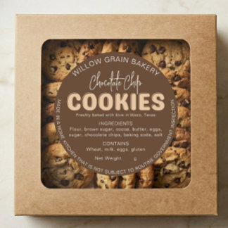 Autocollant de liste d'ingrédients de cookie de co