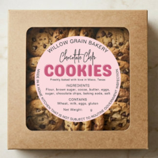 Autocollant de liste d'ingrédients de cookie de co