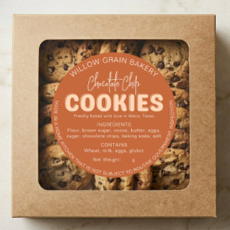 Autocollant de liste d'ingrédients pour cookies Co