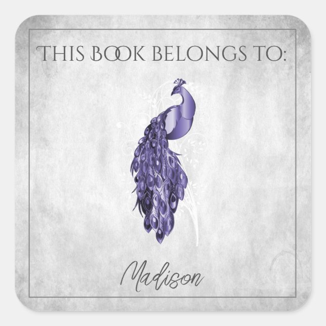Autocollant de livre Peacock Purple Elegant (Devant)