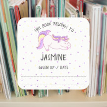 autocollant de livre Unicorn, plaque, bibliothèque