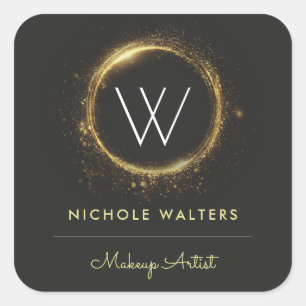 Autocollant de logo d'artiste maquilleur noir et b