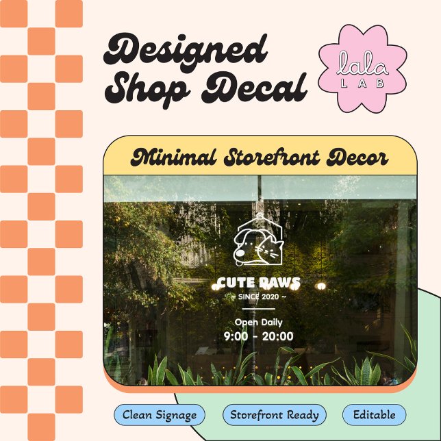 Autocollant de logo et d'horaires de la boutique d (Créateur téléchargé)