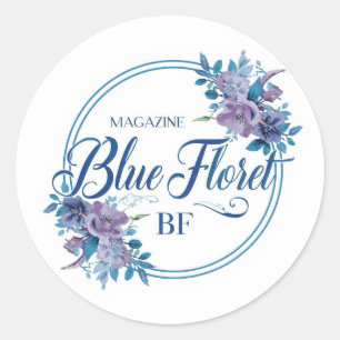 Autocollant de logo floral bleu personnalisé – Ron