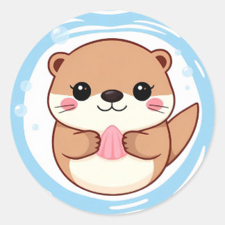 Autocollant de loutre kawaii Chibi qui nage – Anim
