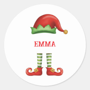 Autocollant de lutin de Noël personnalisé Rouge