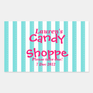 Autocollant de magasin de bonbons bleu et rose cha