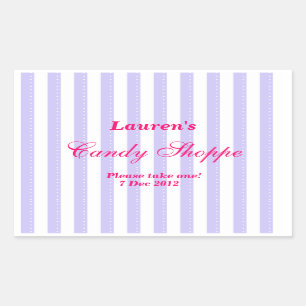 Autocollant de magasin de bonbons violets et roses
