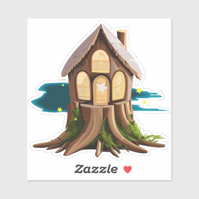 Autocollant de maison de gnome de forêt naturelle  (Feuille)
